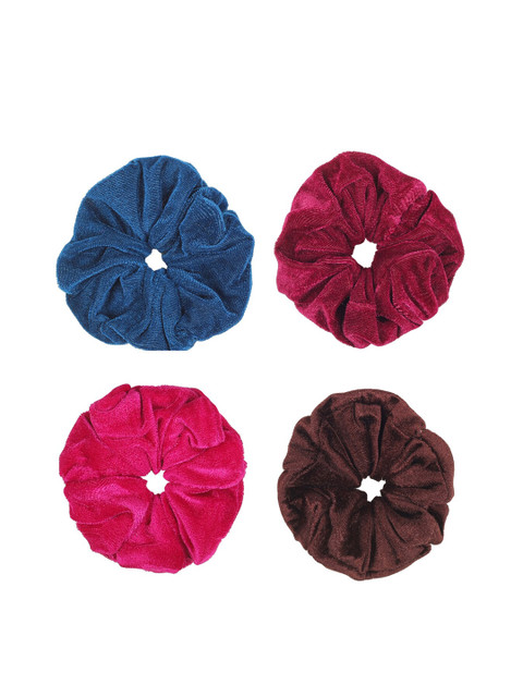 

ONE on ONE Women Set Of 4 Red & Pink Solid Ponytail Holders
