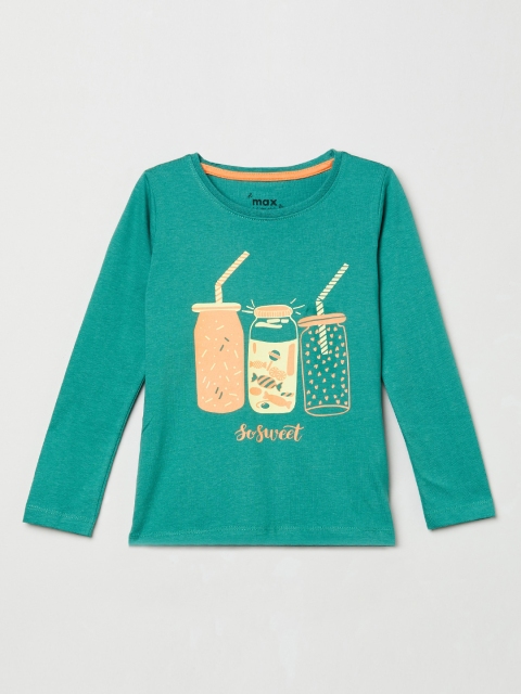 

max Girls Green Printed Top