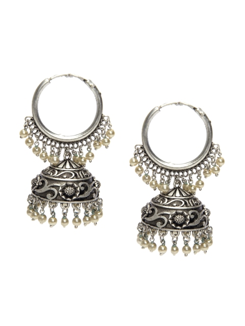 

Alankruthi Silver-Toned Contemporary Hoop Earrings