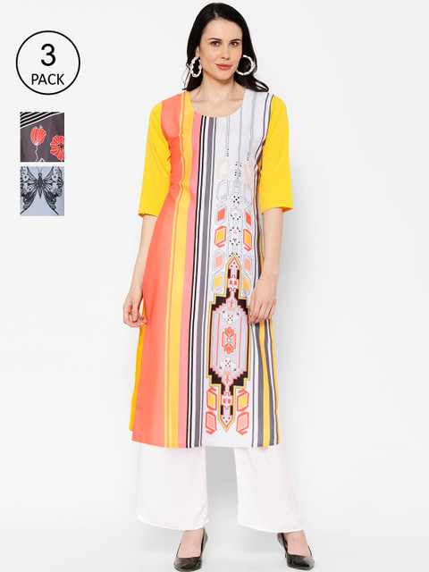 

7Threads Women Multicoloured Striped Straight Kurta, Multi