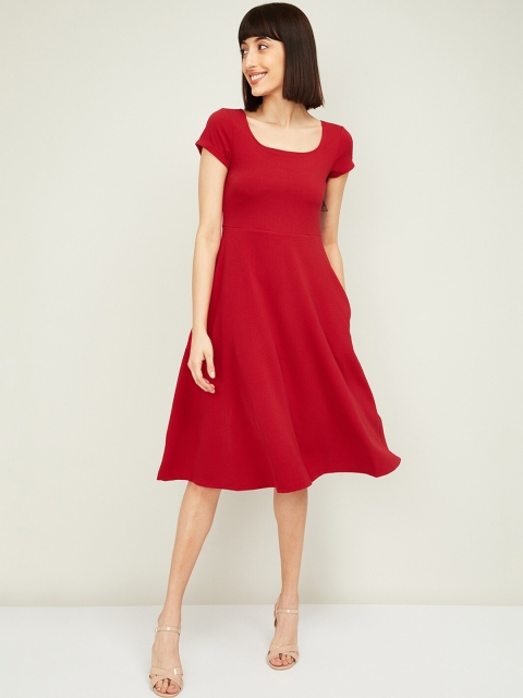 CODE by Lifestyle Women Red Solid Fit and Flare Dress