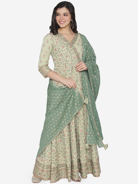 

TARA-C-TARA Women Green Printed Maxi Dress