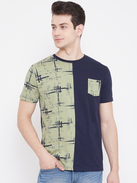 

Rodzen Men Green Printed Round Neck T-shirt