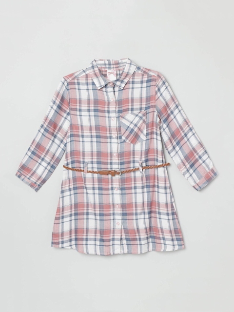 

max Girls White Checked Cinched Waist Top