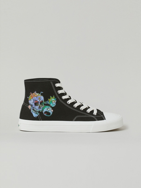 

H&M Men Black Printed Hi-top Trainers