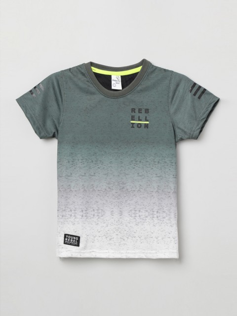 

max Boys Grey & White Dyed Round Neck T-shirt