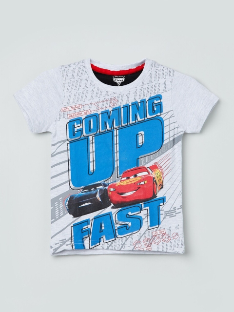

max Boys Grey Printed Round Neck T-shirt