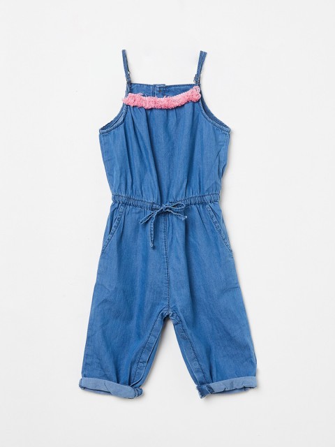 

Juniors by Lifestyle Girls Blue Solid Denim Basic Jumpsuit