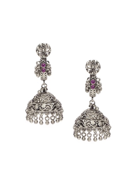 

Alankruthi Silver Plated Dome Shaped Jhumkas