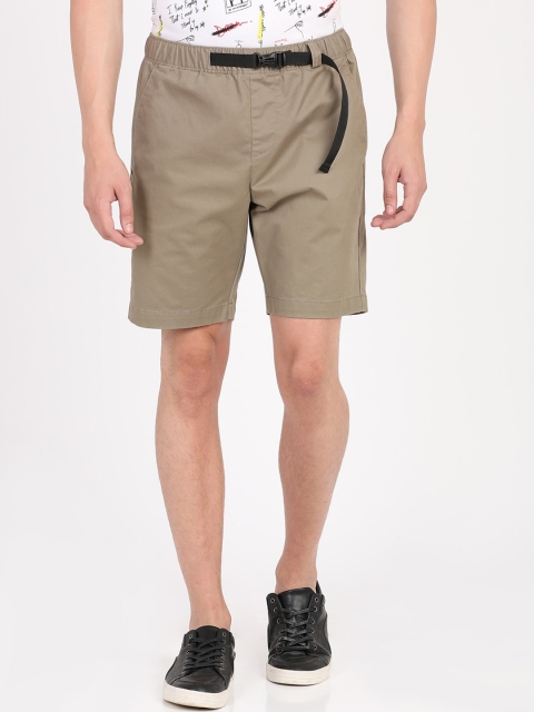 

Breakbounce Men Taupe Solid Slim Fit Regular Shorts