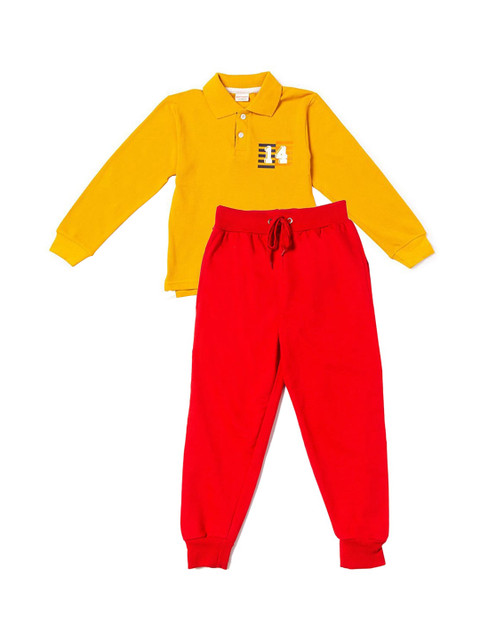 

RAINE AND JAINE Boys Yellow & Red Printed T-Shirt With Joggers