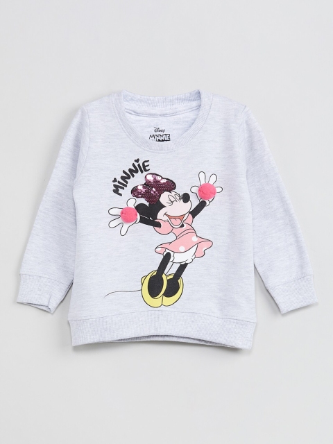 

max Girls Grey Printed Pure Cotton Top