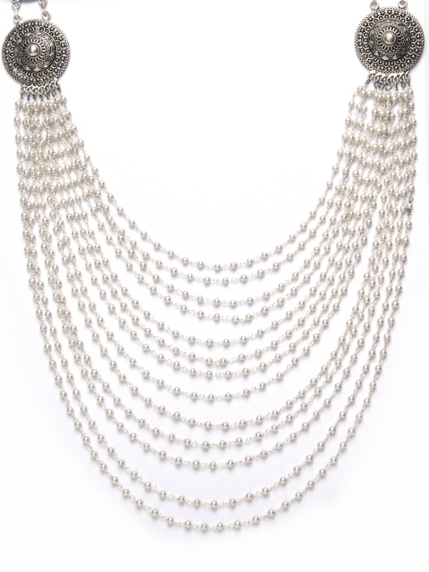 

White Pearl Multi-layered Chain Necklace