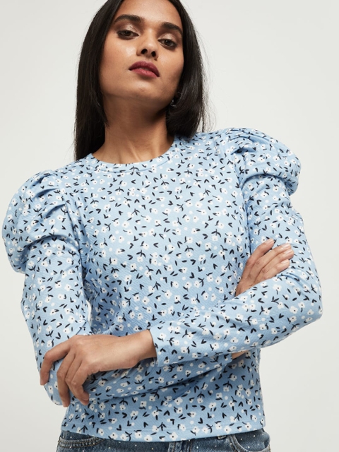 

max Women Blue Printed Top
