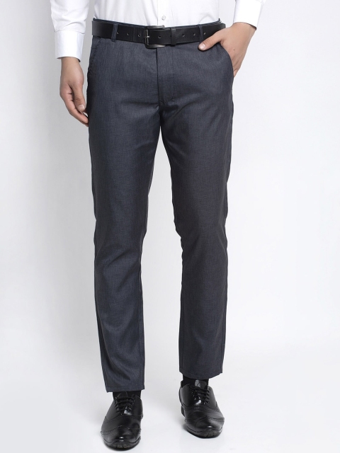

JAINISH Men Black Slim Fit Solid Formal Trousers