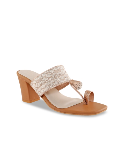 

Siendo Desi Women Beige & Brown Woven Design Block Heels