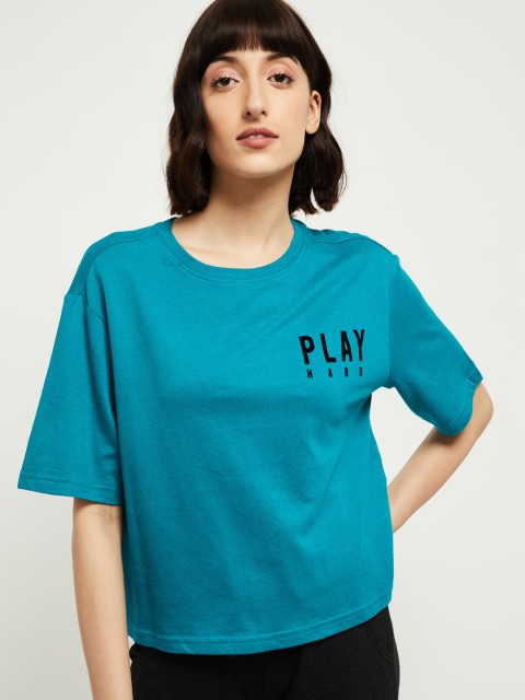 

max Women Teal Printed Top