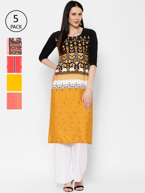 

7Threads Women Pack Of 5 Multicoloured Printed Straight Kurtas, Multi