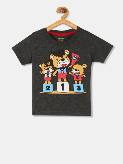 

Donuts Boys Charcoal Printed Round Neck T-shirt