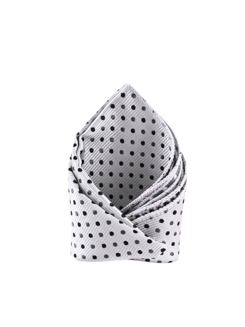

BuckleUp Men White & Black Self Design Pocket Square