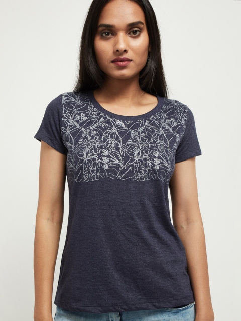 

max Women Navy Blue Printed Top