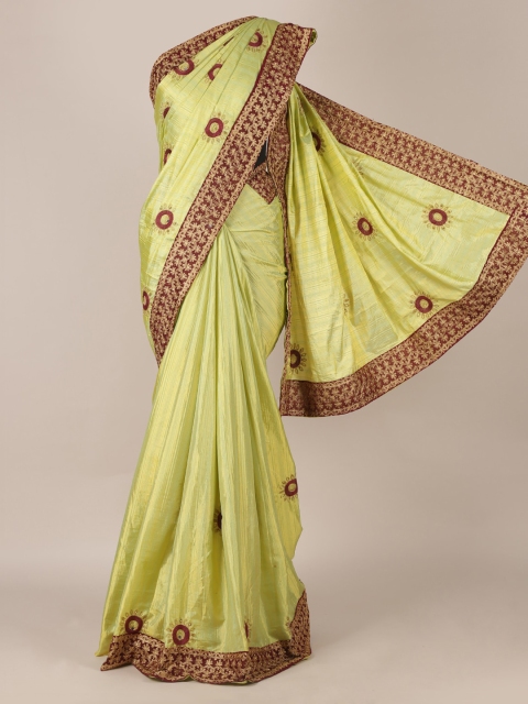 

Pothys Green Woven Design Art Silk Saree with Embroidered Border