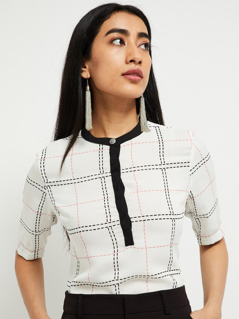 

max Women Off-White Checked Shirt Style Top