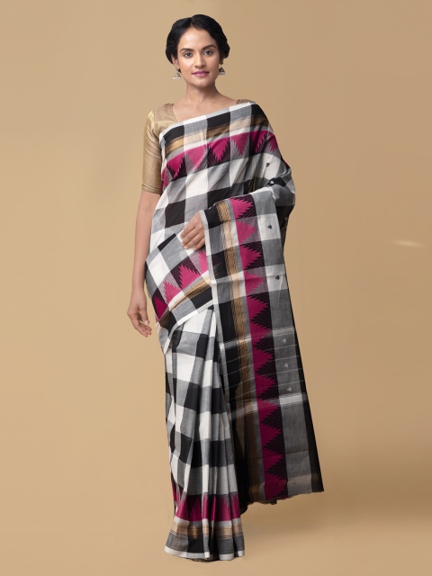 

Unnati Silks Multicoloured Pure Cotton Checked Chettinad Saree, Multi
