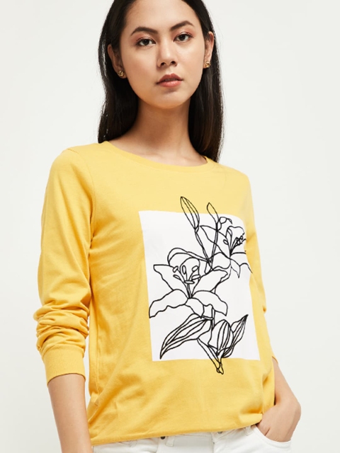 

max Women Yellow Printed Top