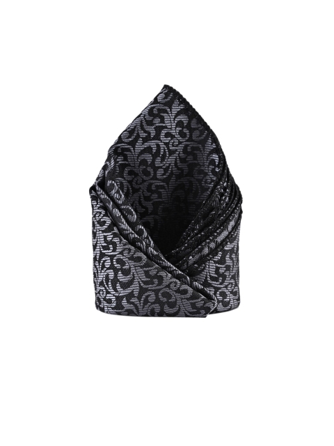

BuckleUp Men Black & Grey Self-Design Pocket Square