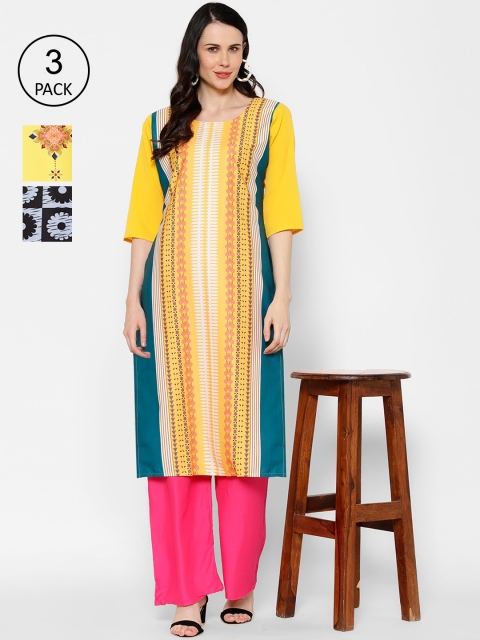 

7Threads Women Pack Of 3 Printed Straight Kurta, Multi