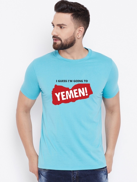 

wesquare Men Blue Printed Round Neck T-shirt