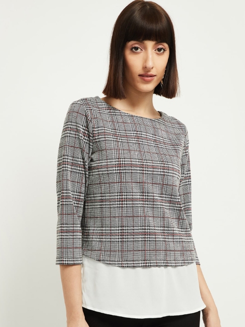 

max Women White Checked Top