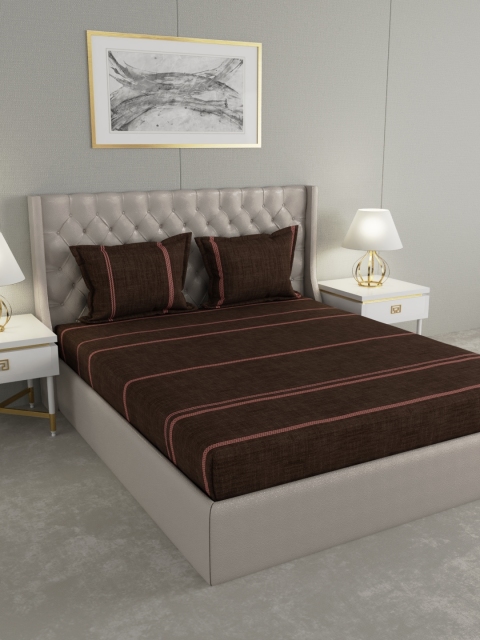 

Raymond Home Brown & Pink Striped 200 TC 1 Double Bedsheet With 2 Pillow Covers