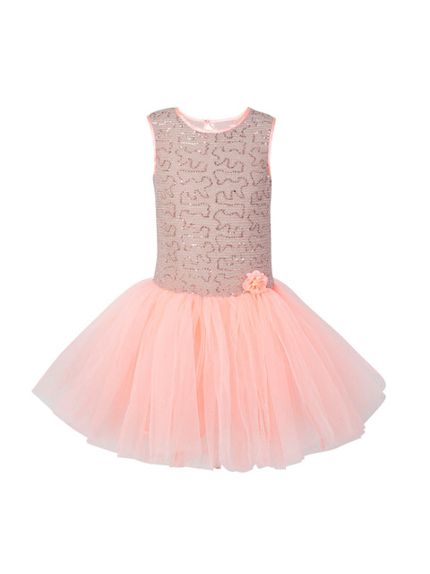 

Toy Balloon kids Girls Peach-Coloured Embellished Fit and Flare Dress