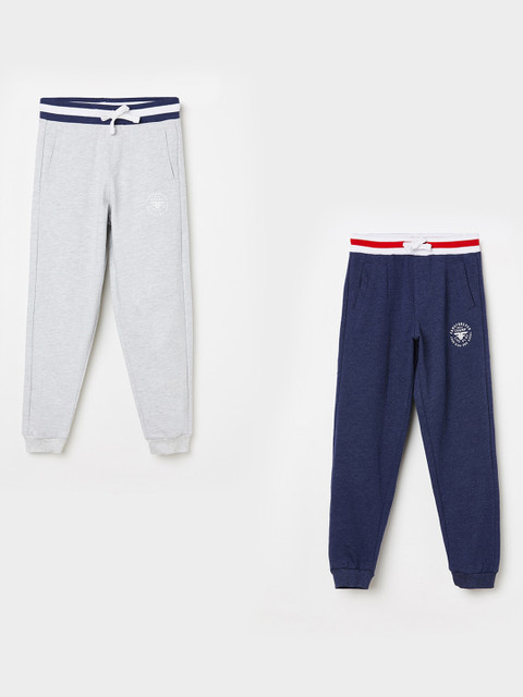 

Fame Forever by Lifestyle Boys Pack Of 2 Solid Slim-Fit Joggers, Grey melange