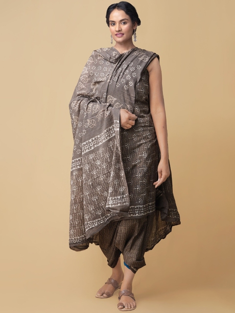 

Unnati Silks Women Grey Printed Unstitched Dress Material