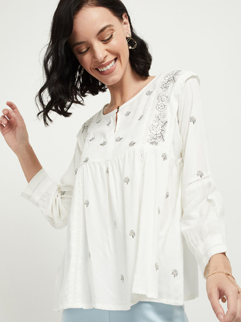 

max Women Off-White Embroidered Top