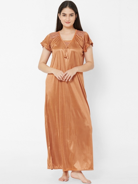 

Juliana Dream Women Brown Solid Maxi Nightdress