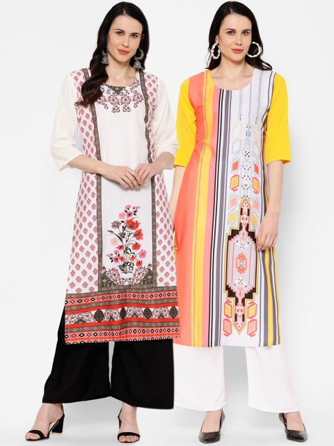 

7Threads Women Pack Of 2 Printed Straight Kurta, Multi