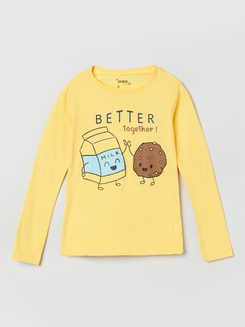 

max Girls Yellow Printed Top