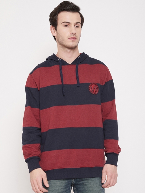 

Austin wood Men Navy Blue Striped Sweatshirt