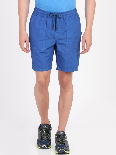 

Breakbounce Men Blue Solid Slim Fit Sports Shorts