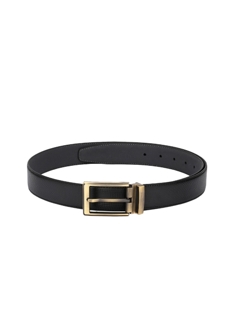 

CALVADOSS Antique Men Black Textured Buckle Belt