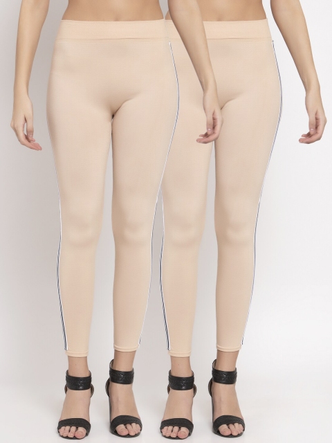 

KLOTTHE Women Pack Of 2 Beige Solid Skinny-Fit Jeggings