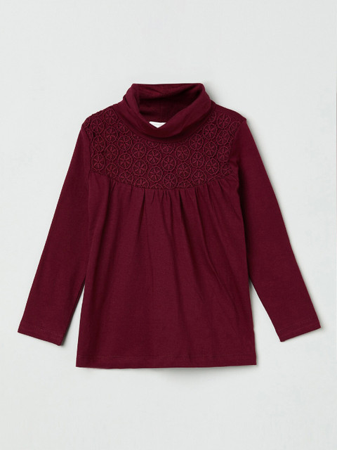 

max Girls Burgundy Self Design Top