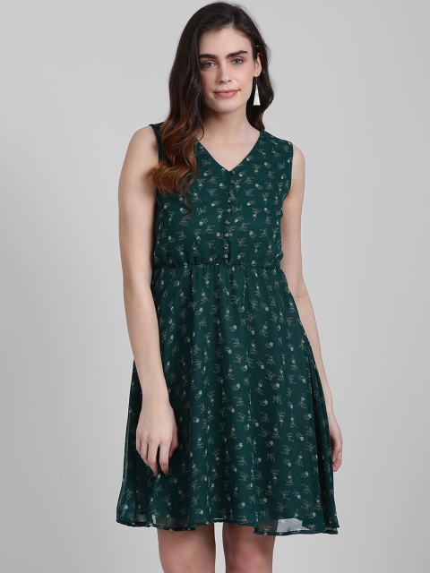 

Zink London Women Green Printed Fit and Flare Dress