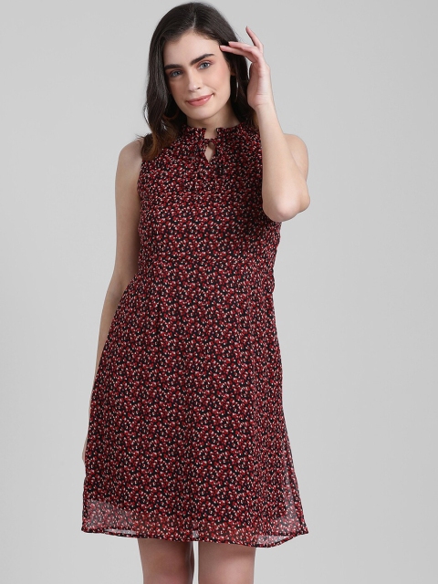 

Zink London Women Black Printed Fit and Flare Dress