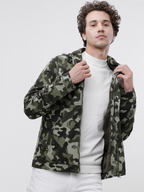 

Ecko Unltd Men Olive Green Printed Tailored Jacket