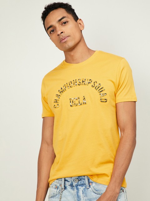 

UCLA Men Yellow Brand Logo Printed Round Neck T-shirt